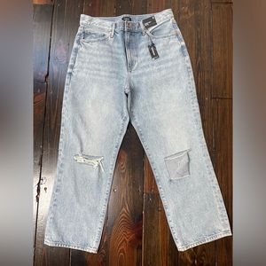 Express distressed straight leg jeans